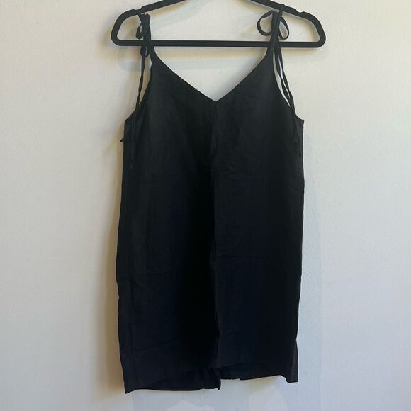 Forever 21 Contemporary Linen Blend Black Button Down Mini Dress - Small - Picture 5 of 5